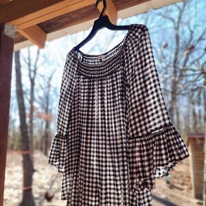 Terra & Sky Checkered Black and White Blouse